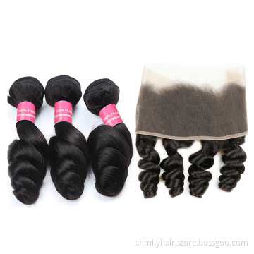 Free Sample Virgin Human Hair Bundles Natural Human Hair Wigs Loose wave Bundles